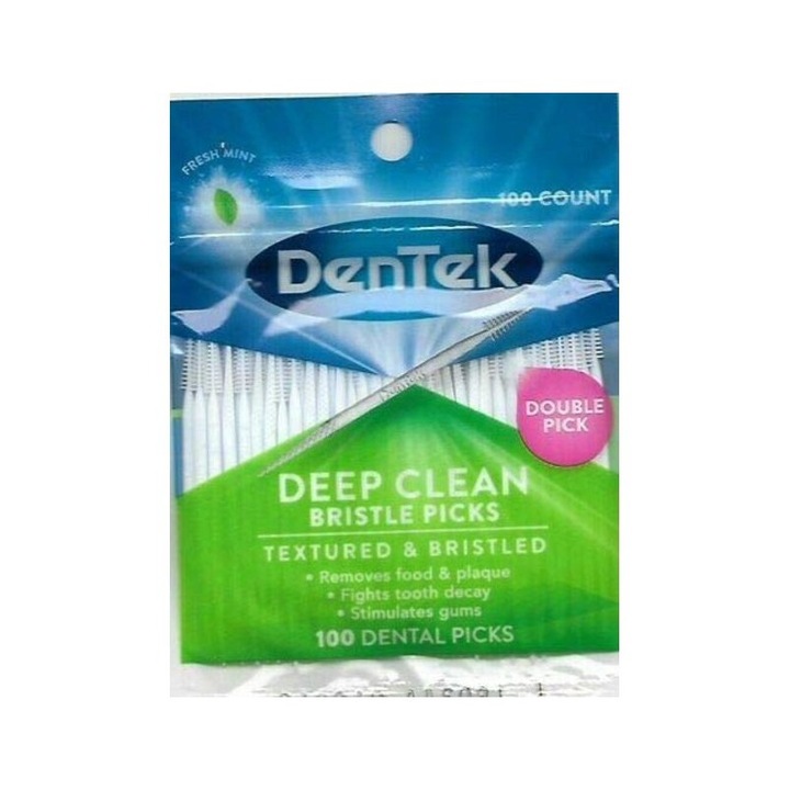Set 100x Periute Interdentare, DenTek, cu Peri, Texturate, pentru Curatare in Profunzime, Aroma de Menta