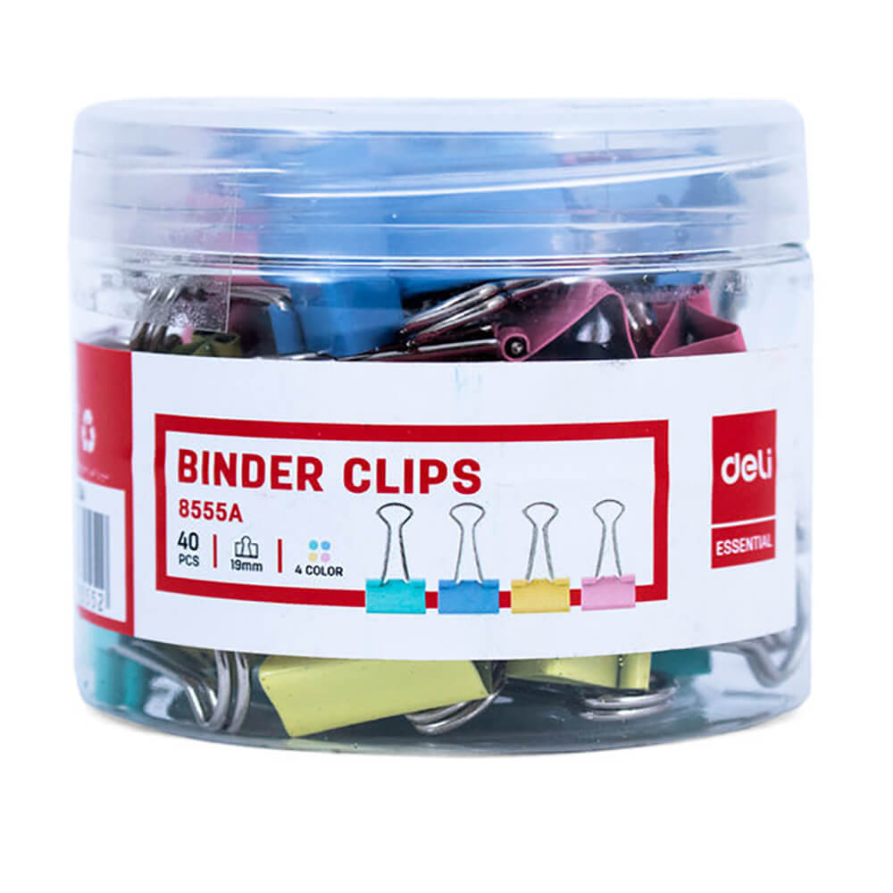 Set 40 Clipsuri Hartie Deli, 19mm, Culori Diverse