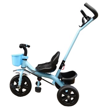 Tricicleta Salamandra Kids 2 in 1 cu Pedale si Cosulet, Albastru Tricicleta Salamandra Kids 2 in 1 cu Pedale si Cosulet, Albastru