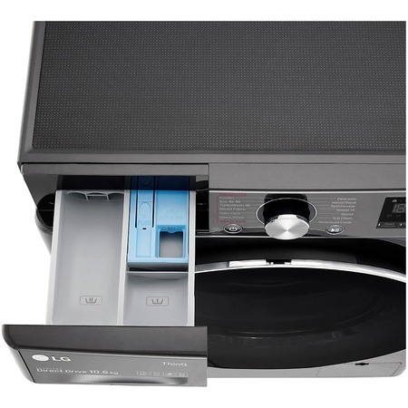 Masina de spalat rufe LG F4WV910P2SE, 10.5 kg, 1400 rpm, Clasa A, Direct Drive, TurboWash, Steam, WiFi, Negru