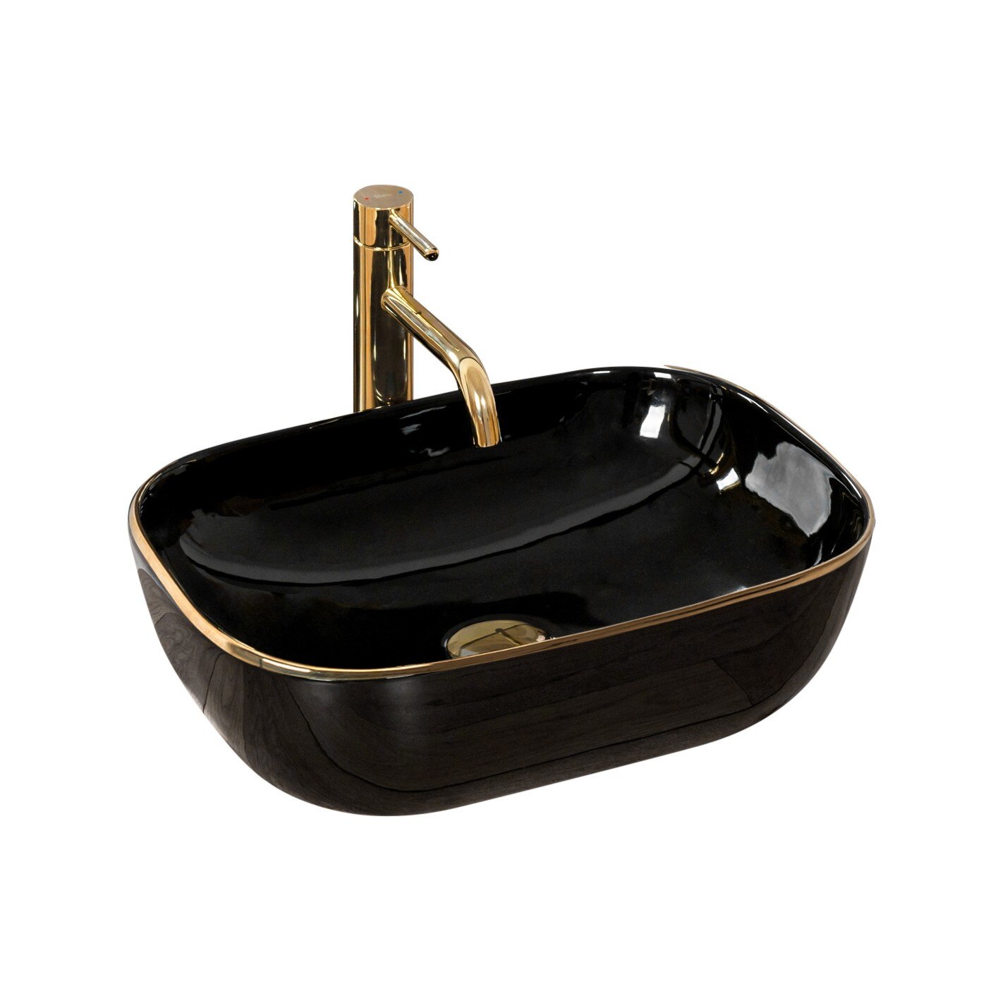 Lavoar Belinda Black/Gold, montaj pe blat, 33/46, ceramica