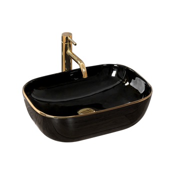 Lavoar Belinda Black/Gold, montaj pe blat, 33/46, ceramica Lavoar Belinda Black/Gold, montaj pe blat, 33/46, ceramica