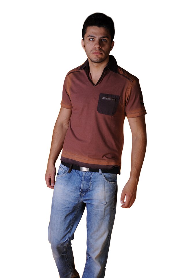 Tricou barbati cu maneca scurta, Tuareg, Model 5, Maro