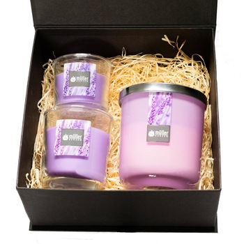 Set 3 lumanari cadou Magic Lavanda Melody Set 3 lumanari cadou Magic Lavanda Melody