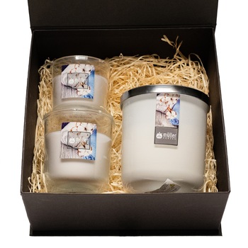 Set 3 lumanari cadou Magic- Soft Cotton Set 3 lumanari cadou Magic- Soft Cotton