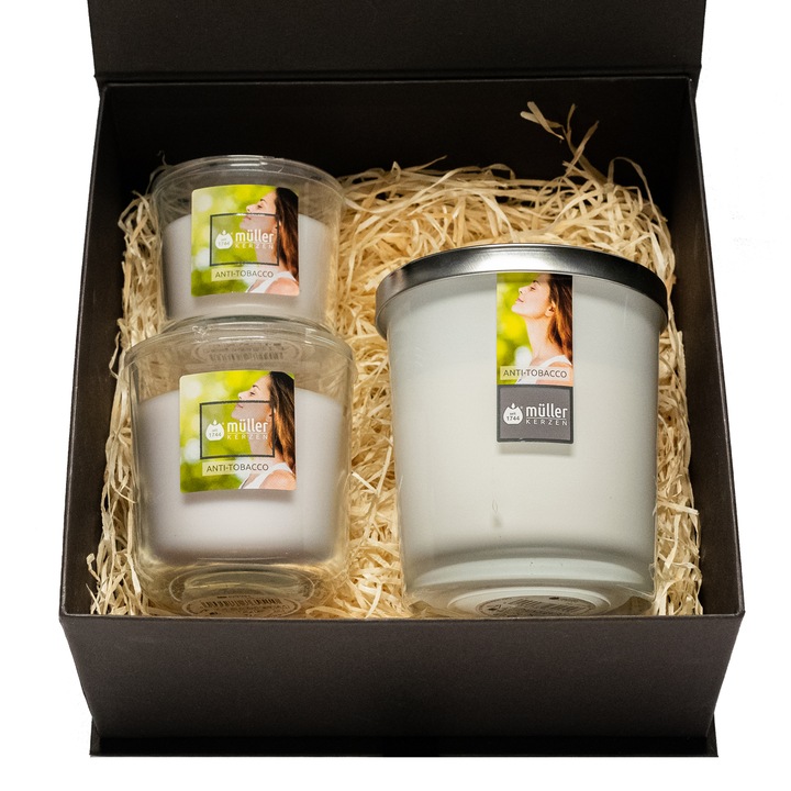 Комплект от 3 подаръчни свещи Magic- Antitobacco Harmony