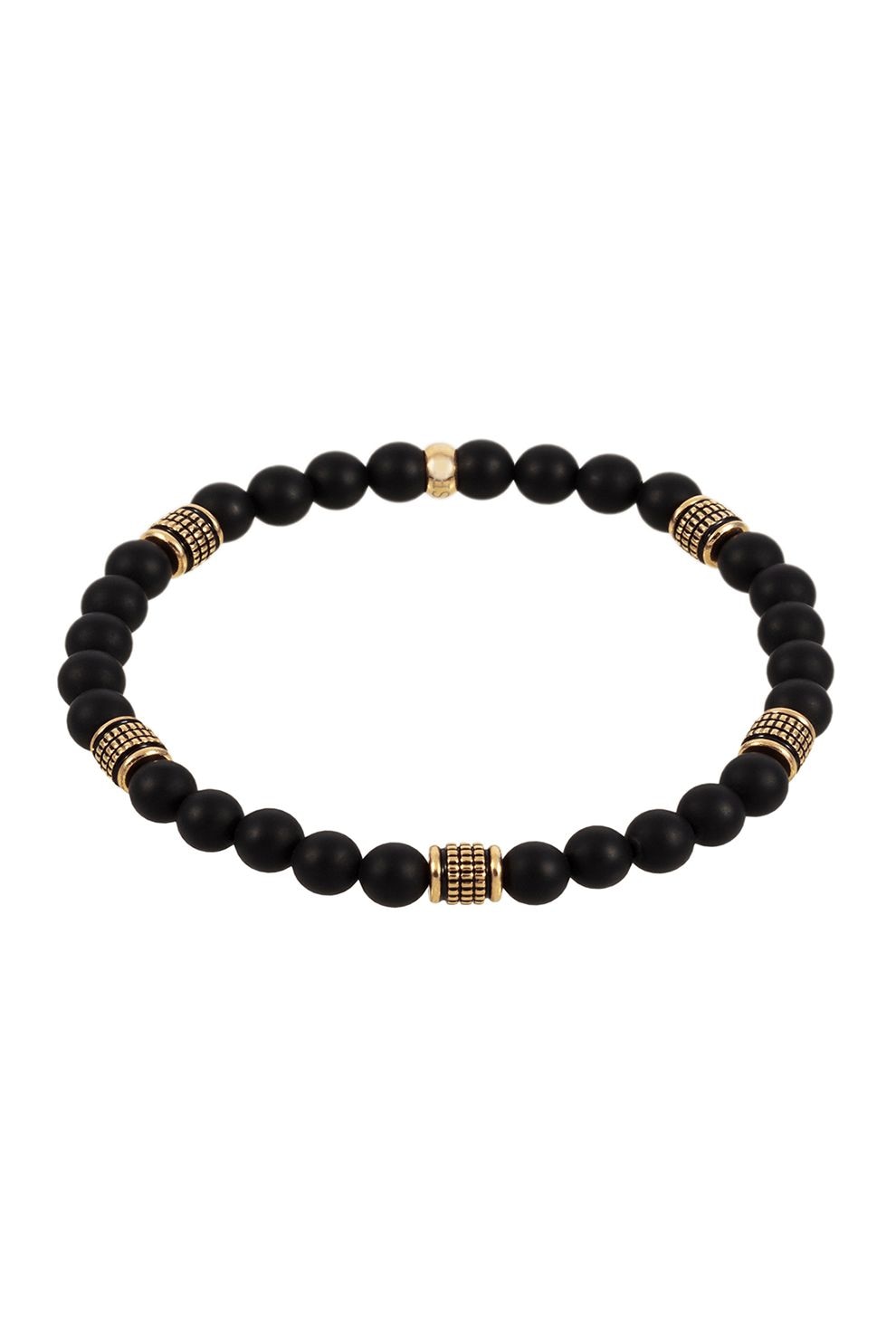 U.S. Polo Assn., Bratara decorata cu margele Onyx, Negru/Auriu