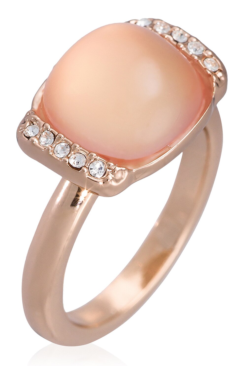 U.S. Polo ASSN., Inel cu cuart si zirconia Solitaire, Auriu rose