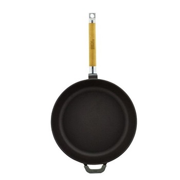 Tigaie fonta emailata cu maner lemn detasabil adanca 28cm albastru Tigaie fonta emailata cu maner lemn detasabil adanca 28cm albastru