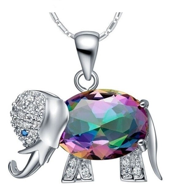 Set lant si pandantiv elefant multicolor