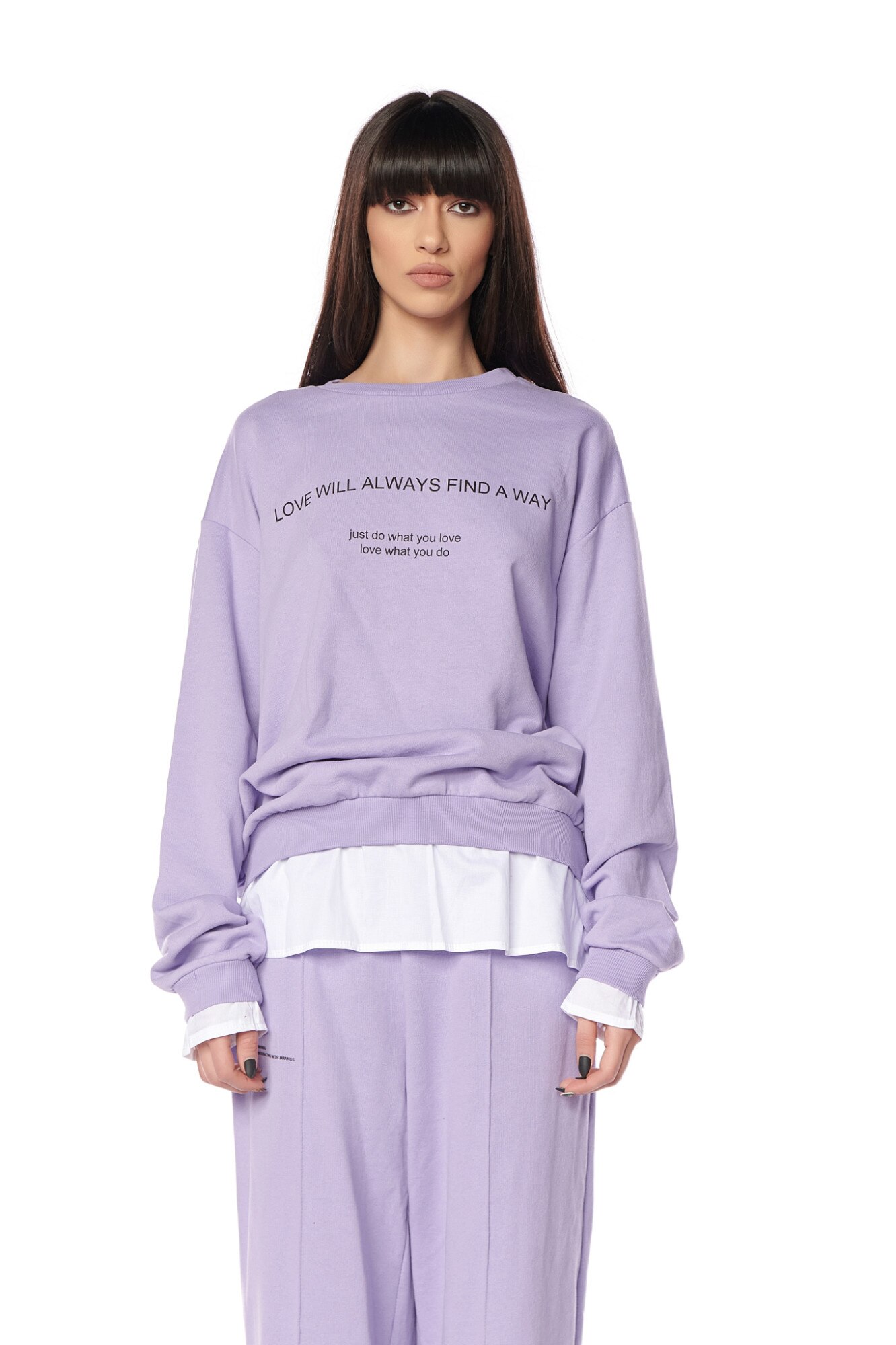 Hanorac din bumbac, CuAnna, mov, s-m, Mov, 36-38