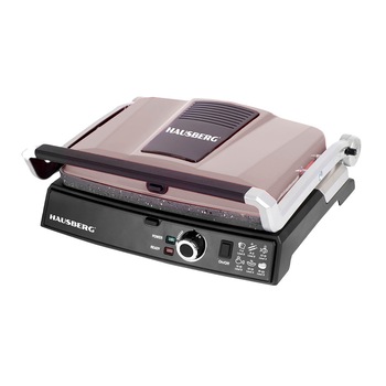 Grill electric Hausberg HB633GO, 2000-2200 W, placi antiaderente, suprafata de gatire 30x24.5 cm, termostat, Rose Gold Grill electric Hausberg HB633GO, 2000-2200 W, placi antiaderente, suprafata de gatire 30x24.5 cm, termostat, Rose Gold