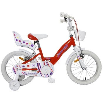 Bicicleta pentru copii Splendor cu varsta intre 4-7 ani, roti ajutatoare, cosulet, SPL16ROSU-PRO (rosu+alb) Bicicleta pentru copii Splendor cu varsta intre 4-7 ani, roti ajutatoare, cosulet, SPL16ROSU-PRO (rosu+alb)