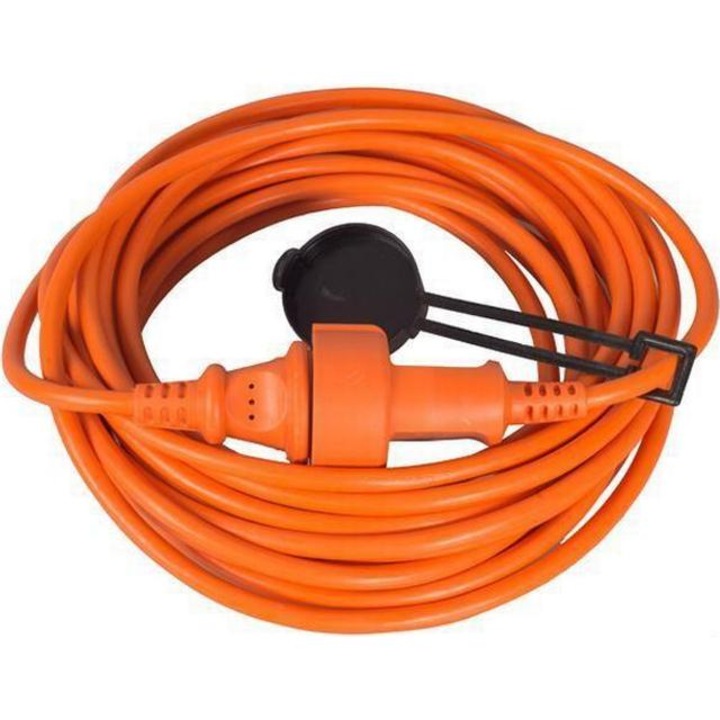 Prelungitor de gradina Bachmann cu fisa si priza tip Schuko cu capac, cablu HO5VV-F 3G1,5, 25m, Orange