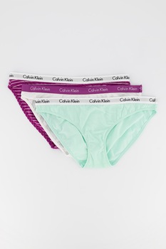 CALVIN KLEIN, Set de chiloti cu banda logo in talie - 3 perechi 000QD3588E, Purpuriu/Albastru aqua CALVIN KLEIN, Set de chiloti cu banda logo in talie - 3 perechi 000QD3588E, Purpuriu/Albastru aqua