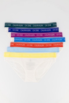 CALVIN KLEIN, Set de chiloti din amestec de bumbac - 7 perechi, alb, albastru, mov CALVIN KLEIN, Set de chiloti din amestec de bumbac - 7 perechi, alb, albastru, mov