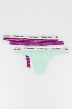 CALVIN KLEIN, Set de chiloti tanga - 3 perechi, Purpuriu/Albastru aqua CALVIN KLEIN, Set de chiloti tanga - 3 perechi, Purpuriu/Albastru aqua