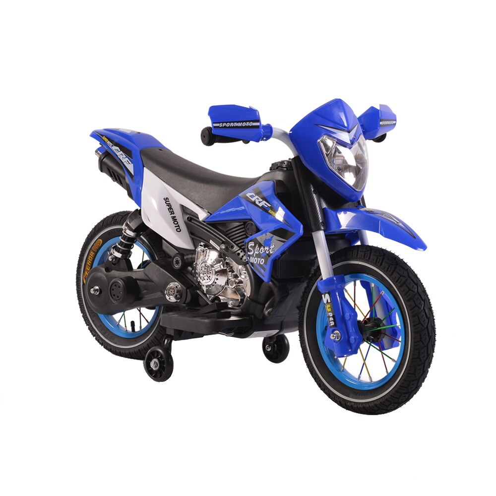 Motocicleta electrica BO Super Moto FB-6186, albastru, baterie 6V4.5Ah, faruri cu lumini, functie muzica, greutate pana la 30 kg