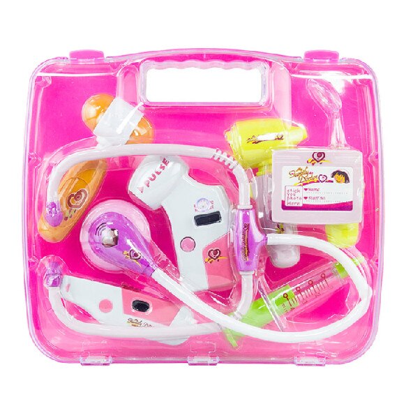 Set de joaca trusa medicala cu sunet si lumini, 9 piese roz Multicolor