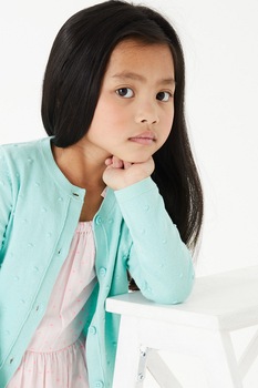 Marks & Spencer, Cardigan din amestec de bumbac cu detalii texturate, Verde menta, 98-104 CM Marks & Spencer, Cardigan din amestec de bumbac cu detalii texturate, Verde menta, 98-104 CM