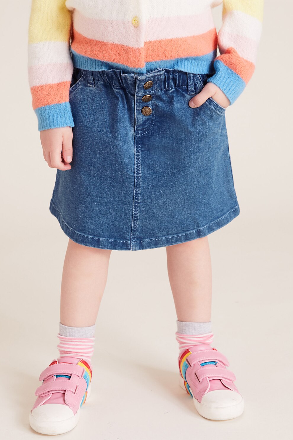 Marks & Spencer, Fusta de denim, fete, cu 4 buzunare, Bleumarin, Bleumarin