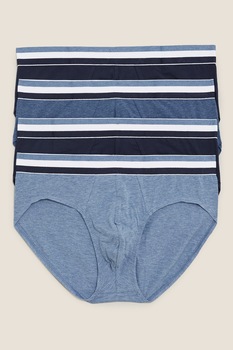 Marks & Spencer, Set de chiloti din amestec de bumbac - 4 perechi, Albastru prafuit/Bleumarin/Negru, S Marks & Spencer, Set de chiloti din amestec de bumbac - 4 perechi, Albastru prafuit/Bleumarin/Negru, S