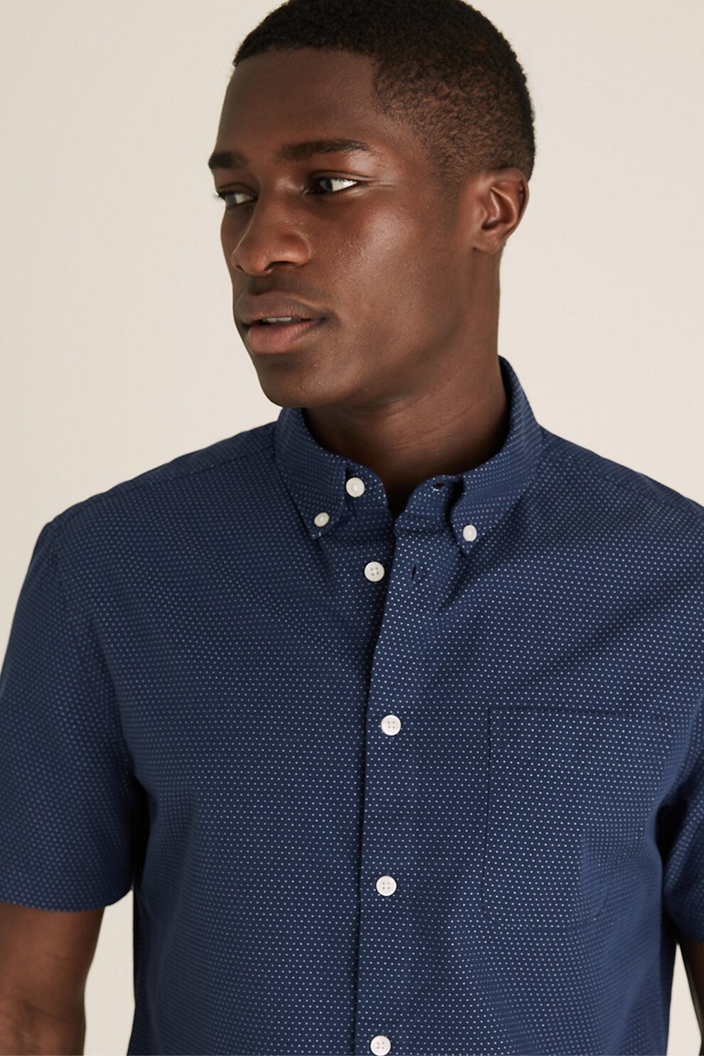 Marks & Spencer, Camasa regular fit cu maneci scurte, Bleumarin