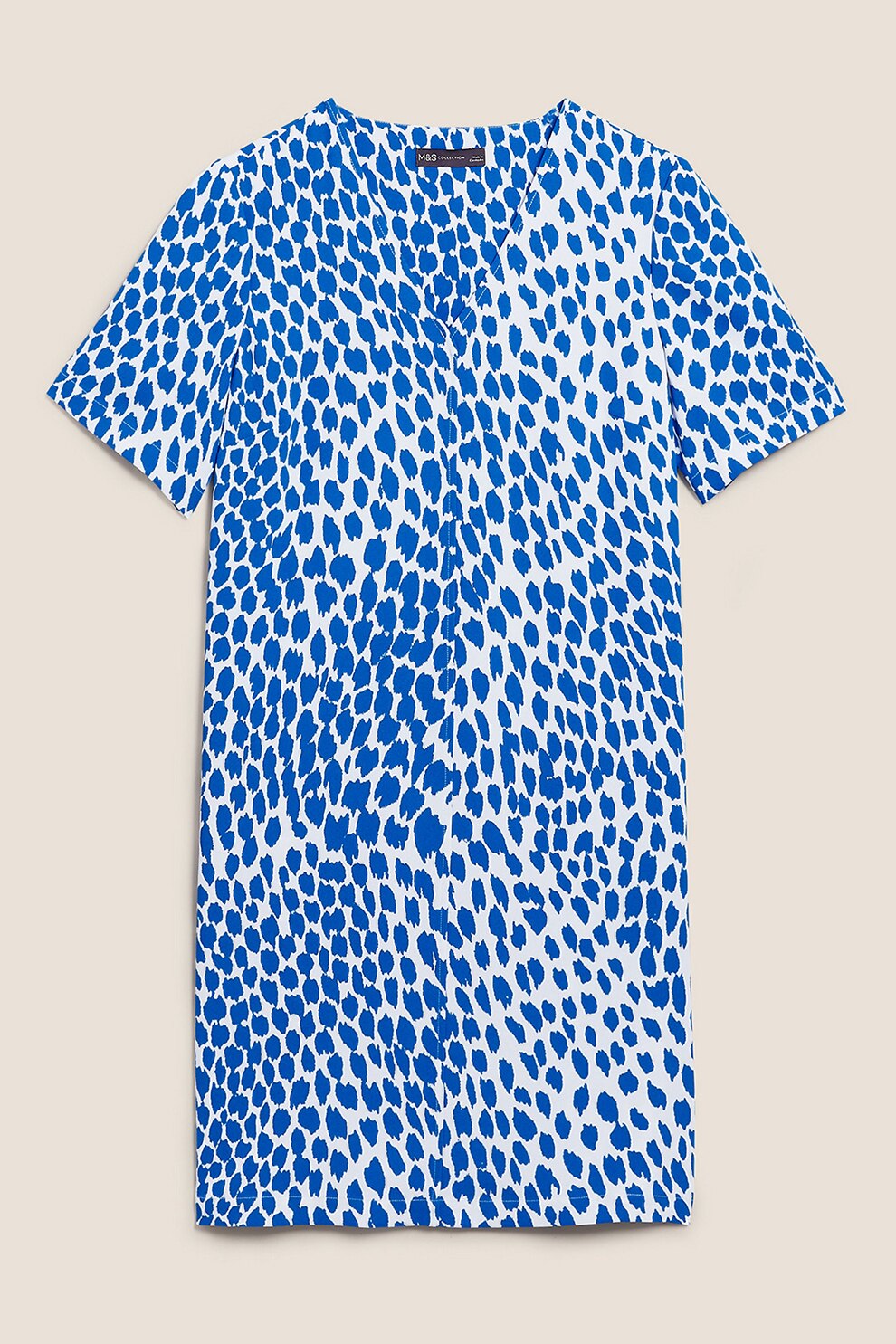 Marks & Spencer, Rochie dreapta cu decolteu in V, Albastru royal/Alb, 42