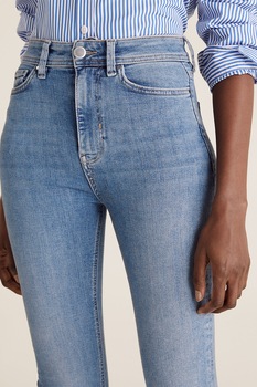 Marks & Spencer, Blugi bootcut cu talie inalta, Bleu/Alb Marks & Spencer, Blugi bootcut cu talie inalta, Bleu/Alb