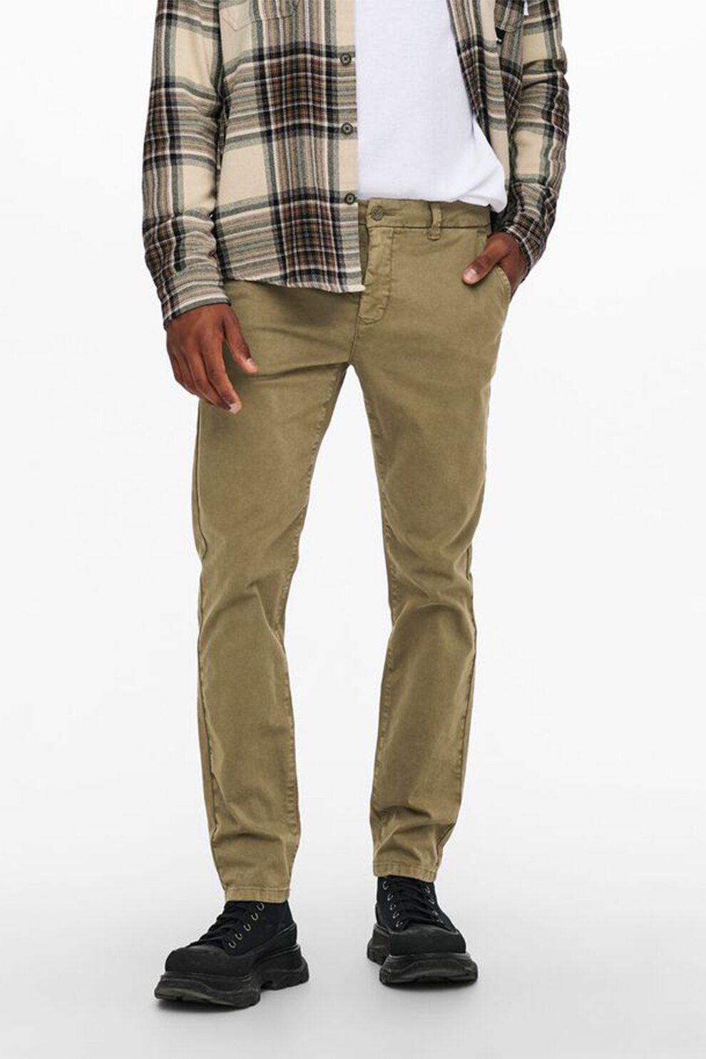 Only & Sons, Pantaloni chino slim fit Pete, Maro camel