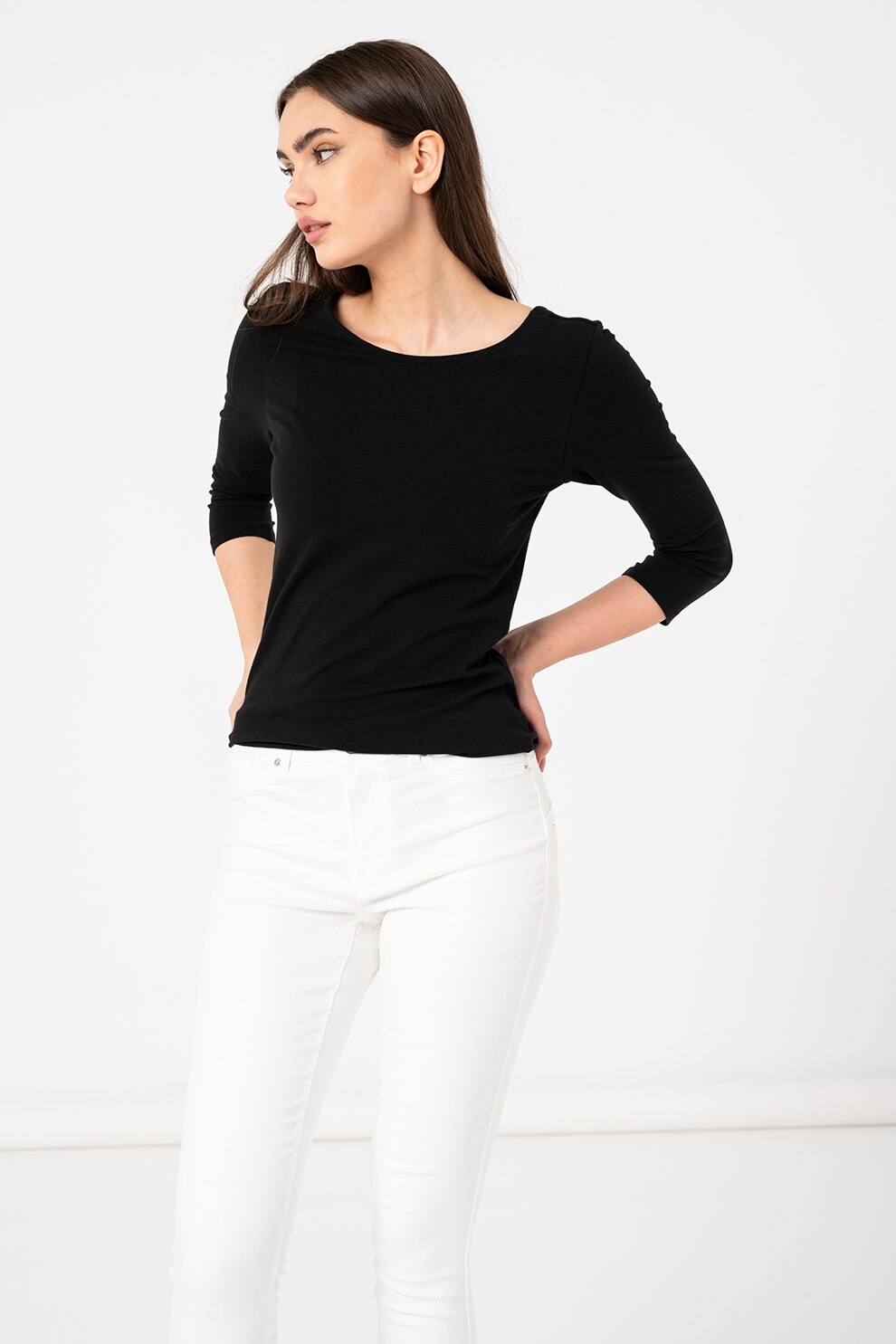 Only, Bluza cu bretele incrucisate pe partea din spate, Negru, XL