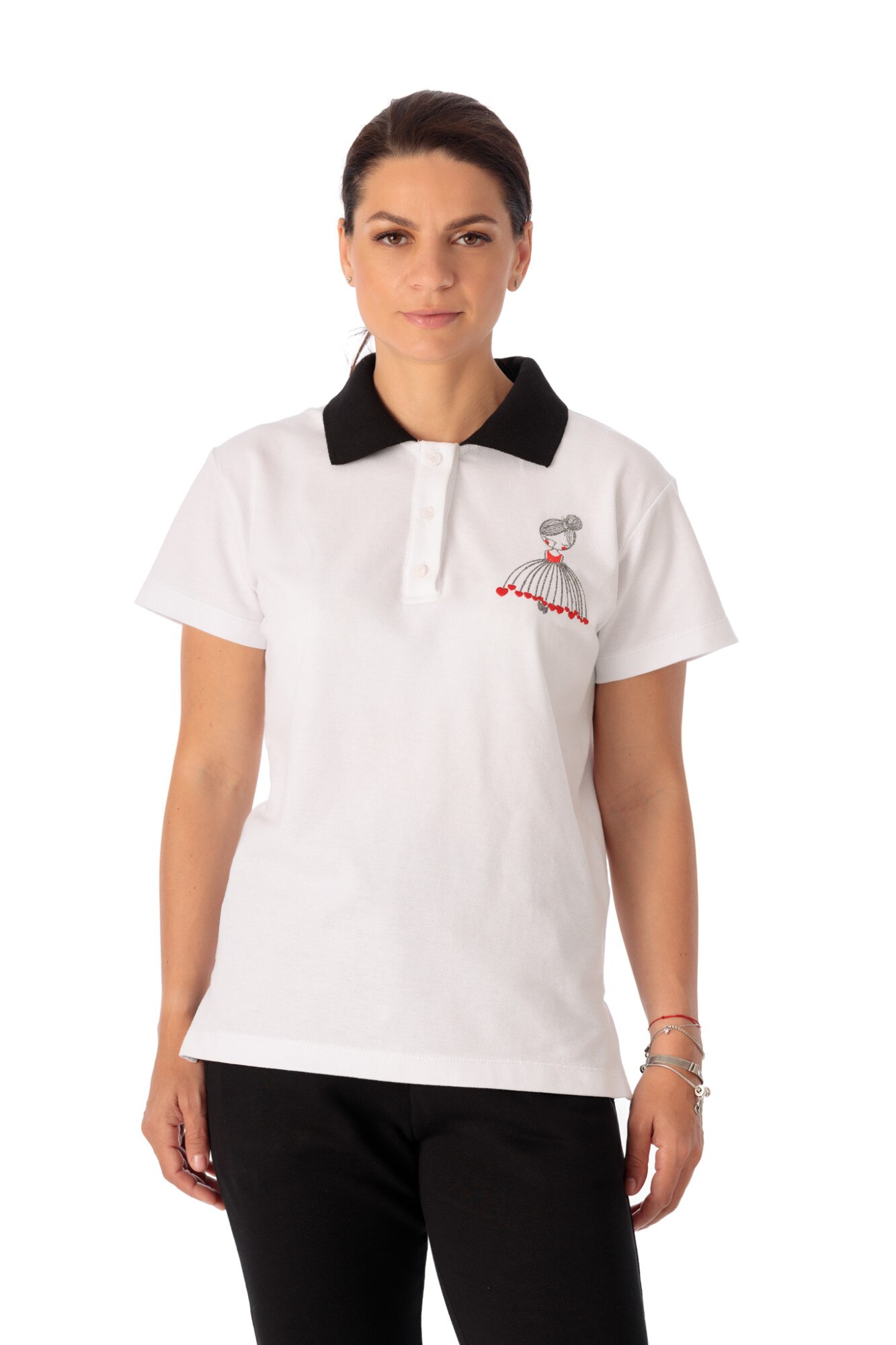 Tricou polo, Giorgal, Girl, din bumbac, alb, Alb