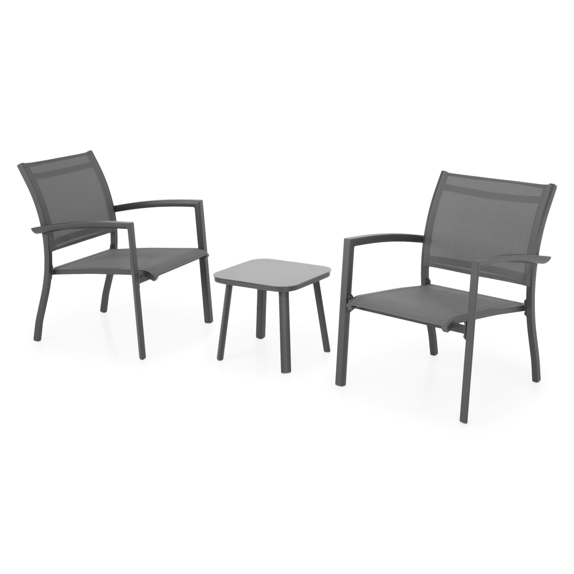 Set 2 fotolii si masuta gradina/terasa Maison Mex CALDELA antracit/gri