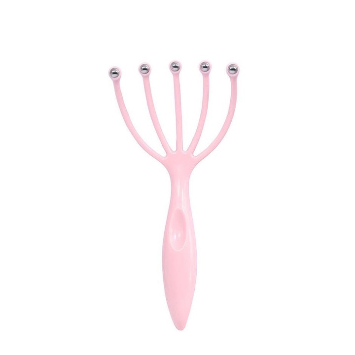 Aparat de masaj capilar FiveFingers, tip spatula, usor de utilizat,manual, roz, Doty