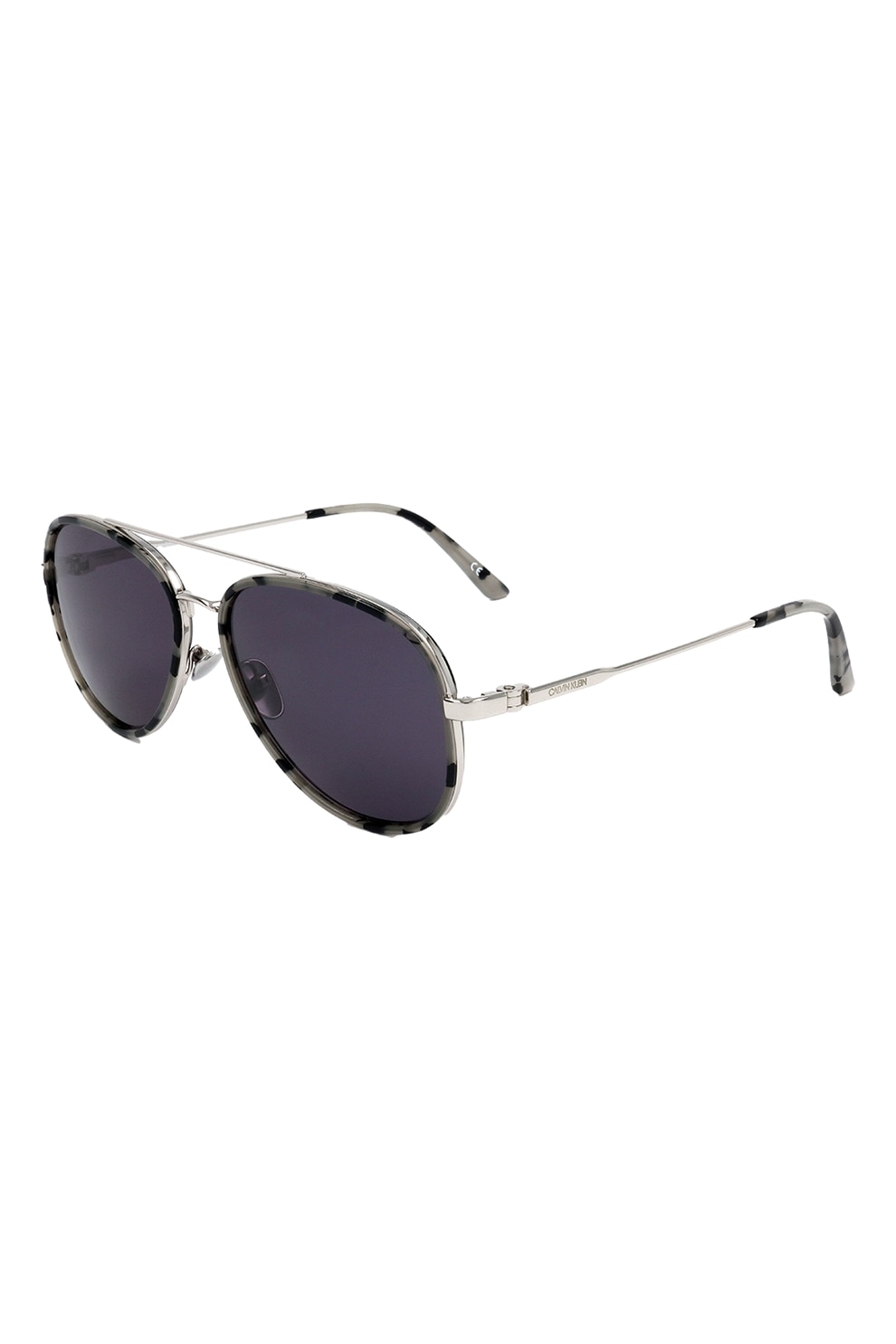 CALVIN KLEIN, Ochelari de soare aviator unisex cu lentile cu model uni, Argintiu/Negru, 57-15-140 Standard