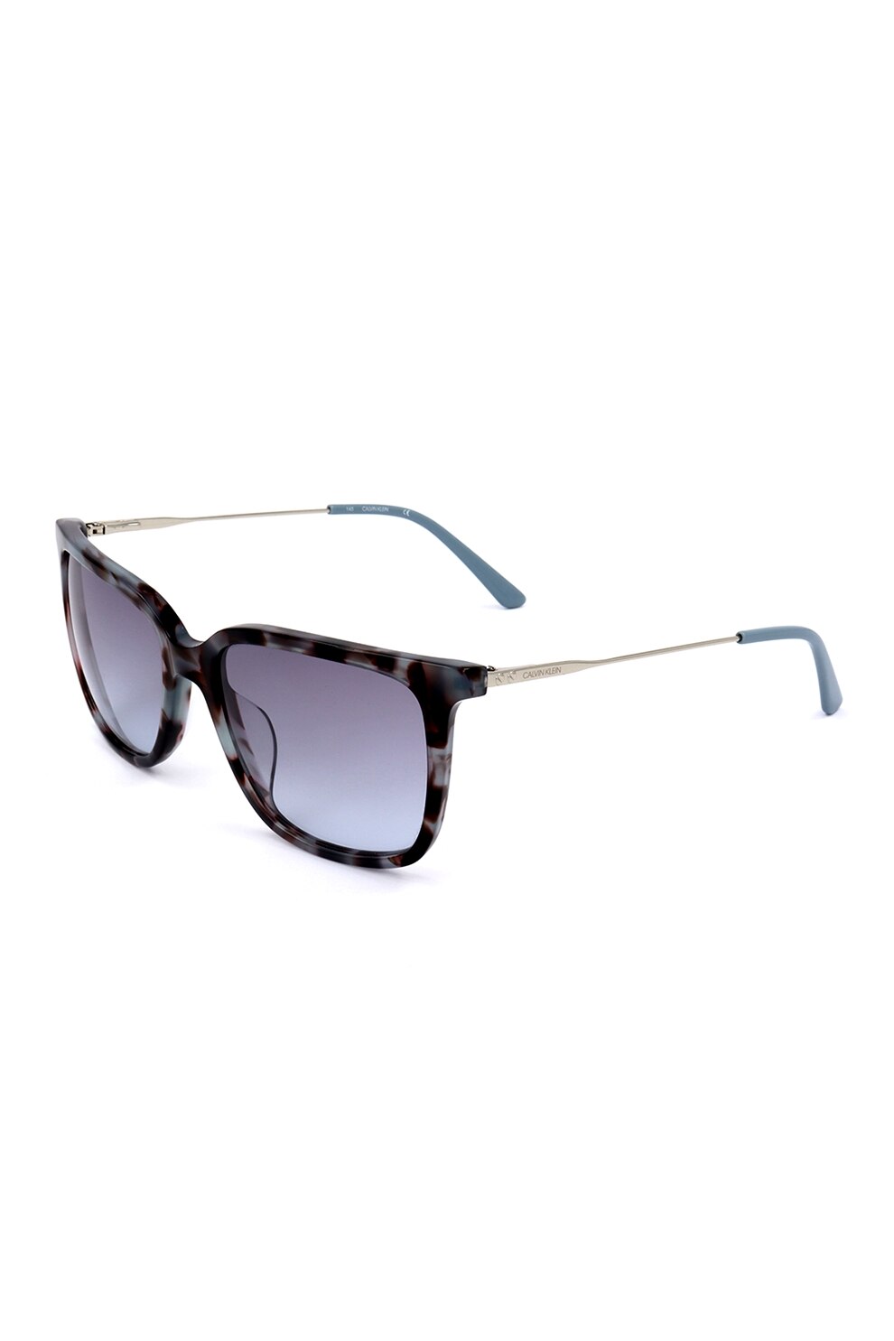 CALVIN KLEIN, Ochelari de soare dreptunghiulare cu lentile in degrade, Negru/Albastru aqua, 55-17-140 Standard
