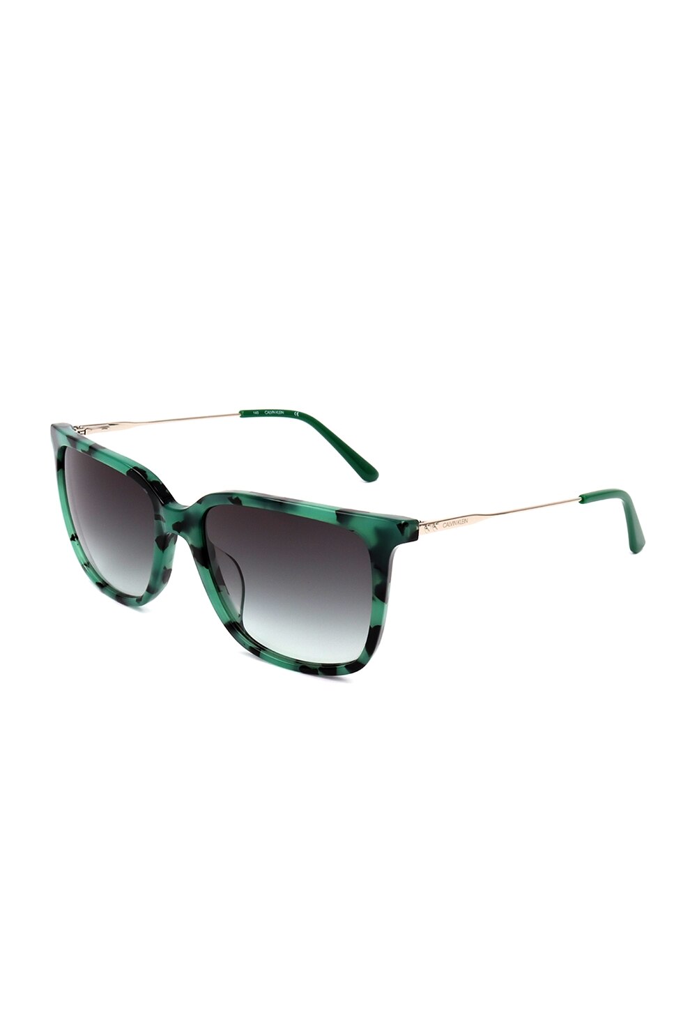 CALVIN KLEIN, Ochelari de soare dreptunghiulari cu lentile in degrade, Verde/Negru/Auriu, 55-17-140 Standard