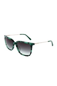 CALVIN KLEIN, Ochelari de soare dreptunghiulari cu lentile in degrade, Verde/Negru/Auriu, 55-17-140 Standard CALVIN KLEIN, Ochelari de soare dreptunghiulari cu lentile in degrade, Verde/Negru/Auriu, 55-17-140 Standard