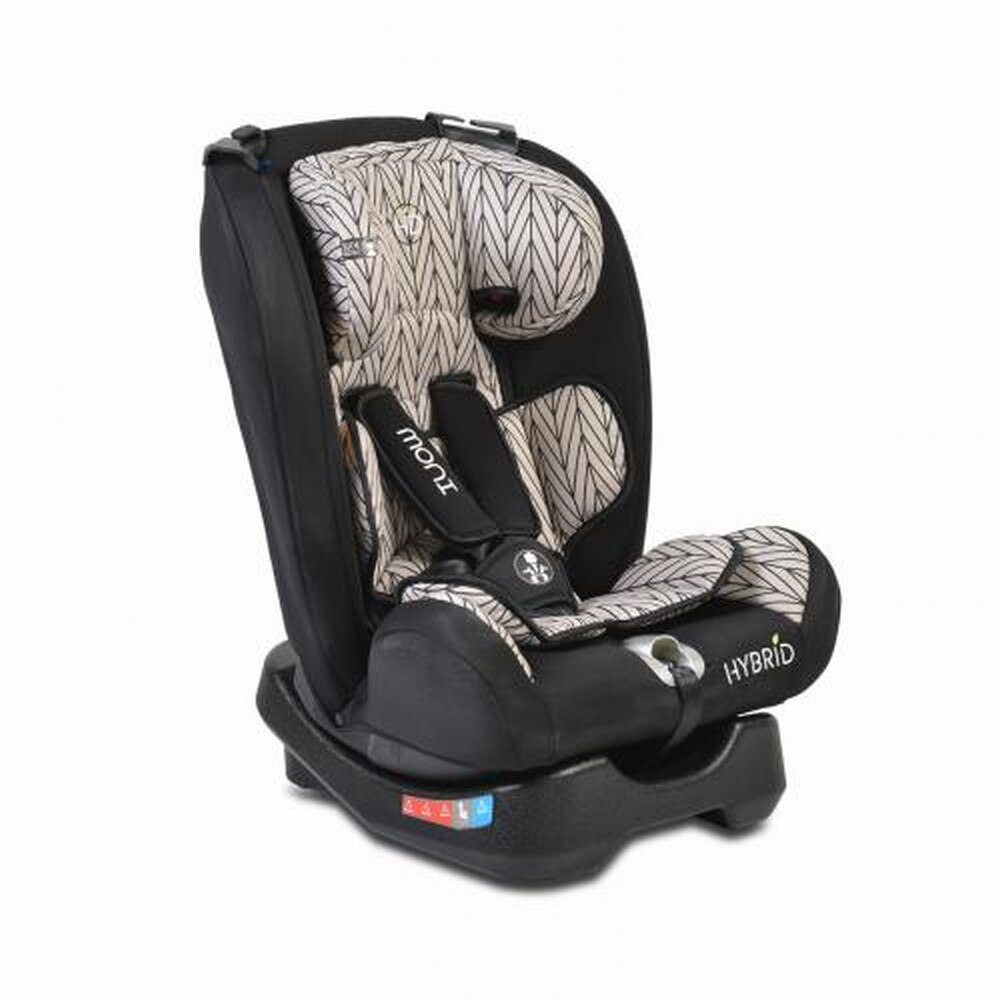 Scaun auto Hybrid, bej, protectii laterale duble, perna detasabila, tetiera reglabila, prindere in 5 puncte, 0-36 kg