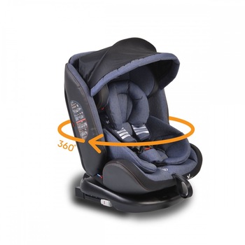 Scaun auto Pilot, albastru, 4 pozitii de inclinare, sistem ISOFIX, tetiera reglabila pe 10 pozitii, rotire 360 de grade, prindere in 5 puncte Scaun auto Pilot, albastru, 4 pozitii de inclinare, sistem ISOFIX, tetiera reglabila pe 10 pozitii, rotire 360 de grade, prindere in 5 puncte