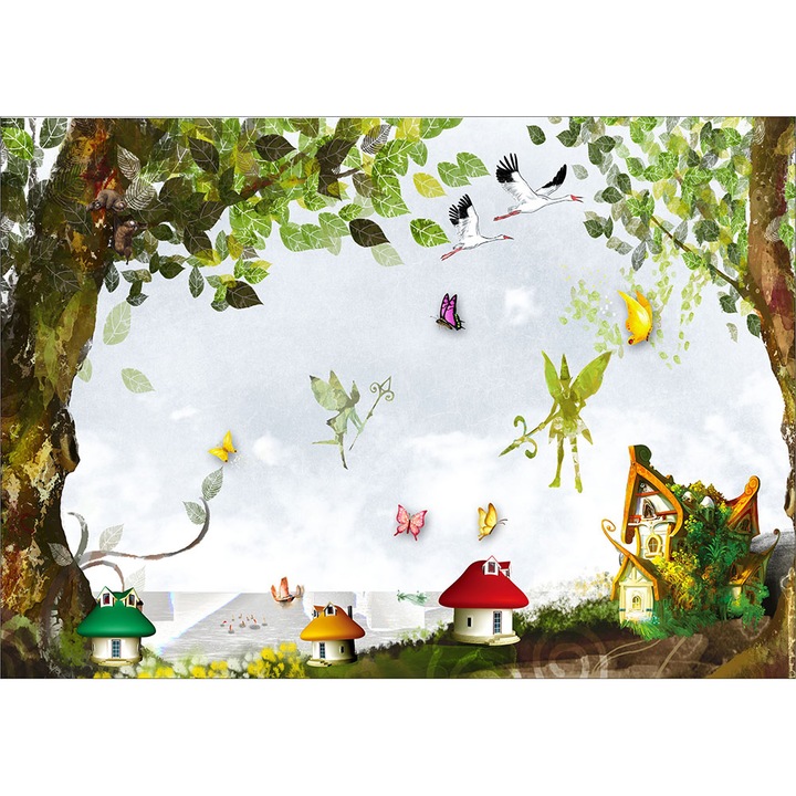 Fototapet copii Taramul Spiridusilor, premium, multicolor, 200 x 300 cm