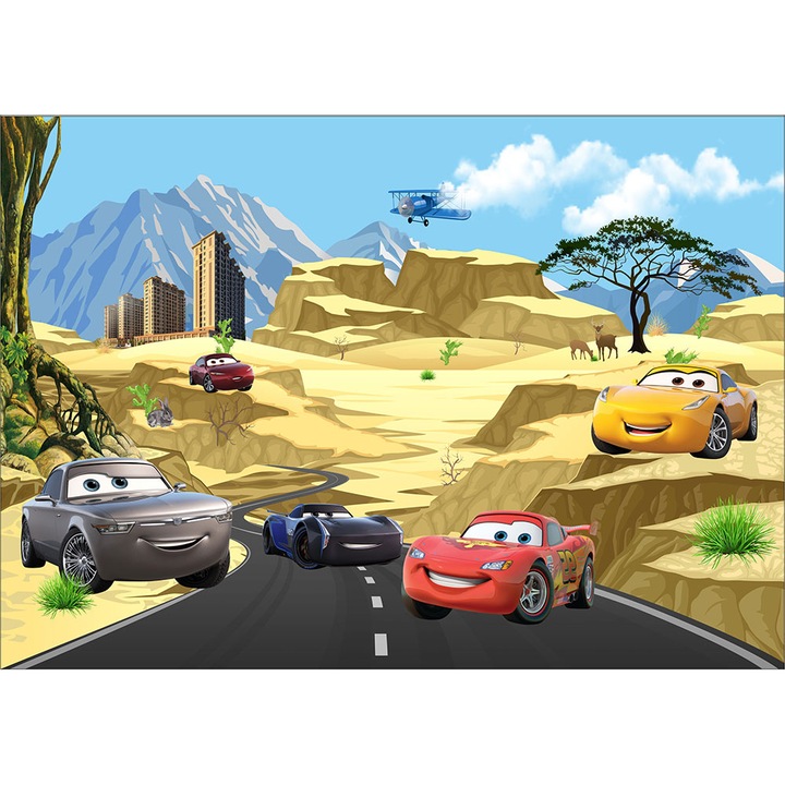 Fototapet copii Masini in Desert, premium, multicolor, 250 x 400 cm