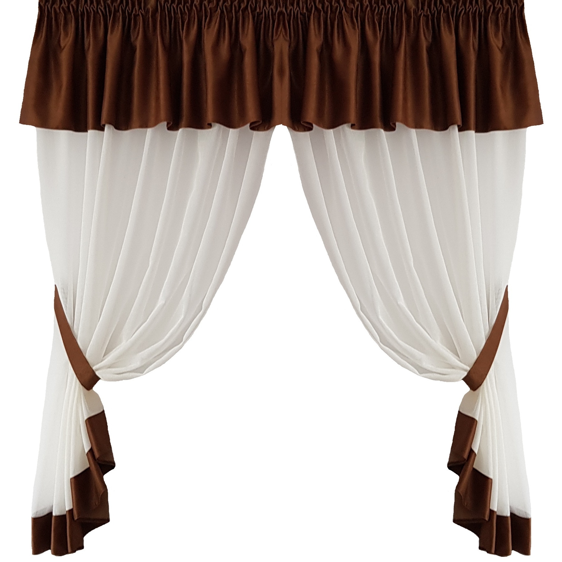 Perdea Decorint confectionata (PB.565), Ivory (unt), soft maro, 300 x 150