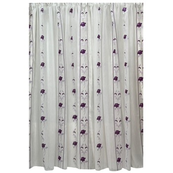 Perdea alba 600x245cm cu broderie trandafir mov, cu rejansa by Liz Line - RD2006 Perdea alba 600x245cm cu broderie trandafir mov, cu rejansa by Liz Line - RD2006