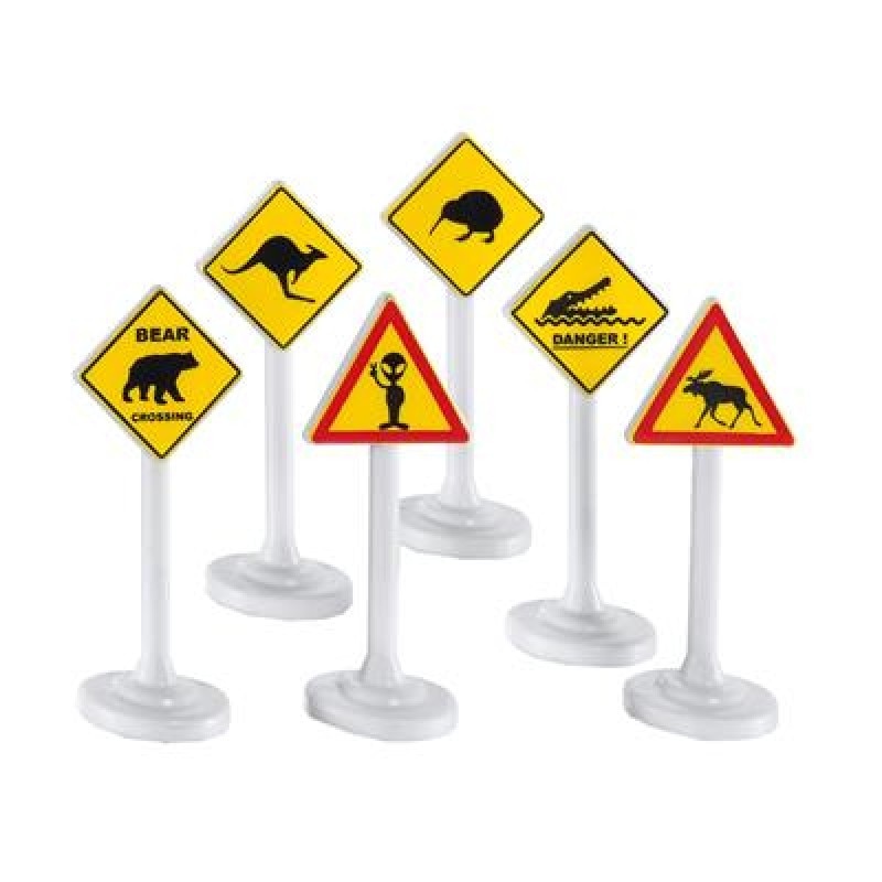 Set 6 semne de circulatie internationale SIKU 0894, inaltime 5 cm