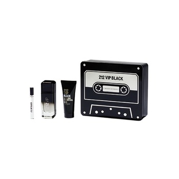 Caseta cadou barbati Carolina Herrera 212 VIP BLACK, Apa de parfum 100 ml, Gel de dus 100 ml, Rollerball 10 ml, Negru/Alb Caseta cadou barbati Carolina Herrera 212 VIP BLACK, Apa de parfum 100 ml, Gel de dus 100 ml, Rollerball 10 ml, Negru/Alb