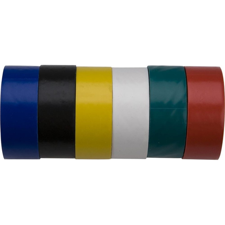 Set 6 benzi izolatoare colorate, 19mmx3m, Top Tools