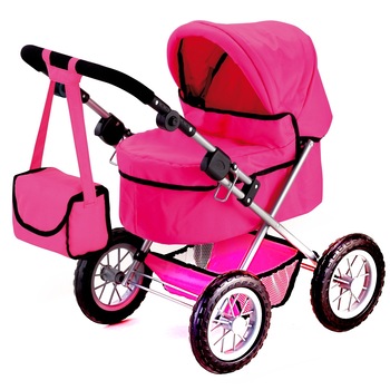 Carucior pentru papusi, Bayer Dolls Pram Trendy 13029AA, roz Carucior pentru papusi, Bayer Dolls Pram Trendy 13029AA, roz