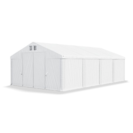 Cort industrial tip hala, magazie depozitare 6x12 m, structura rezistenta profesionala, material PVC 560 g/m2, Alb