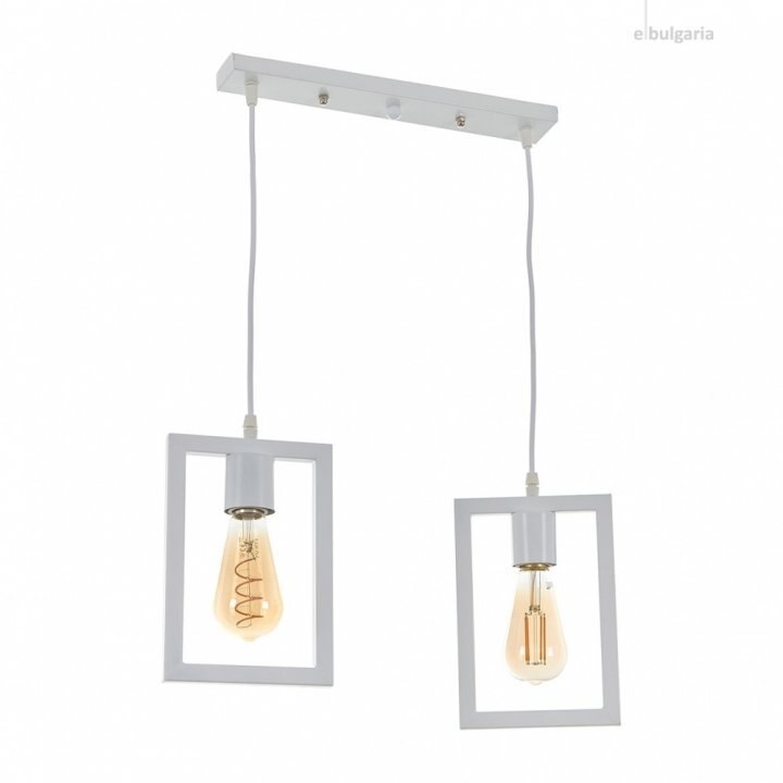 Corp de iluminat lustra, cu 2 pendule, 2xE27, pentru tavan, alb, 1998/2WT